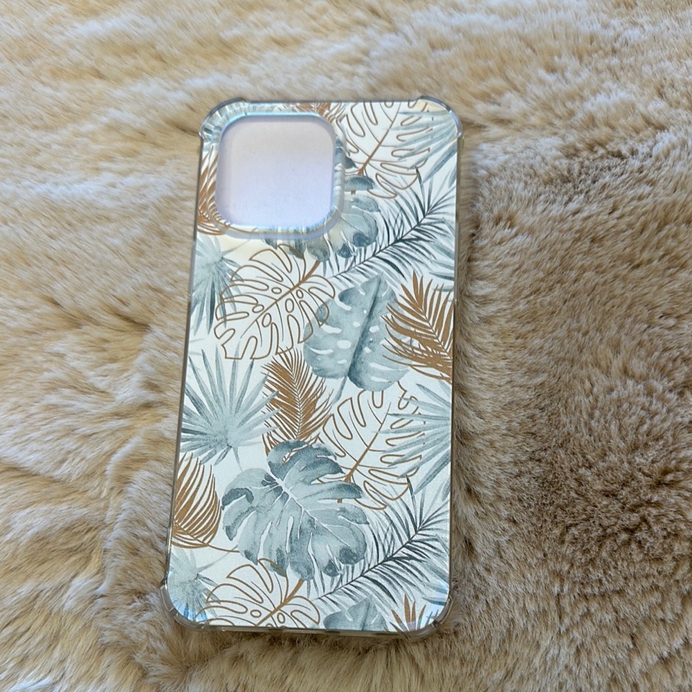 Tropical Leaf Phone Case - Green and Gold Iphone 14 Pro Max
